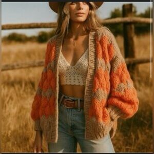 NWOT The Cashmere Project Cardigan Sweater - Black and Tan